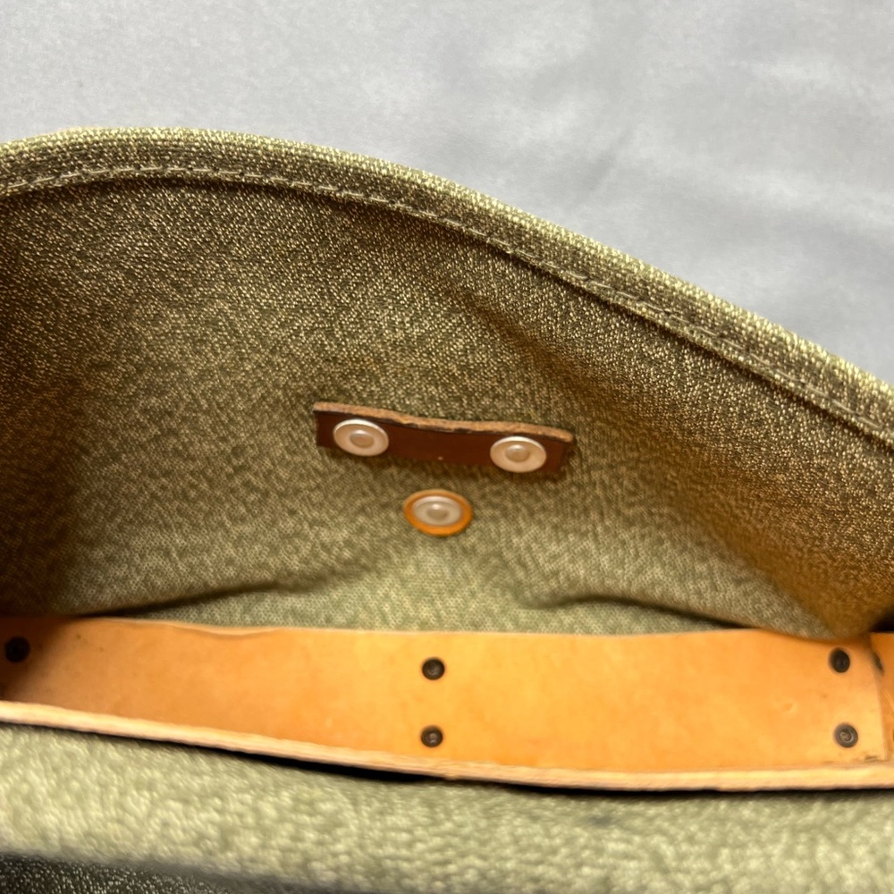 Vintage Swiss Army Canvas Pepper Salt Pack Military Green Bag Leather Detail - Picture 8 of 13
